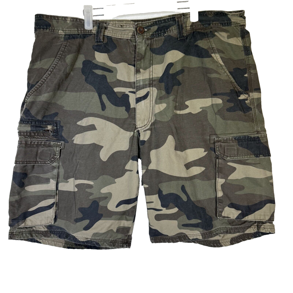 Lincoln Outfitters Cargo Shorts Mens 42 Green Camo 100 Percent Cotton Utility